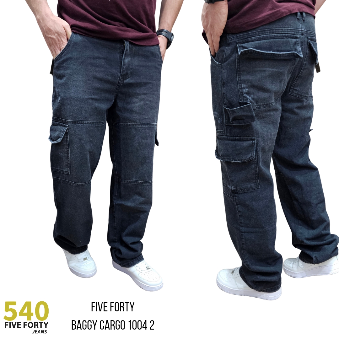 jean baggy cargo denim black