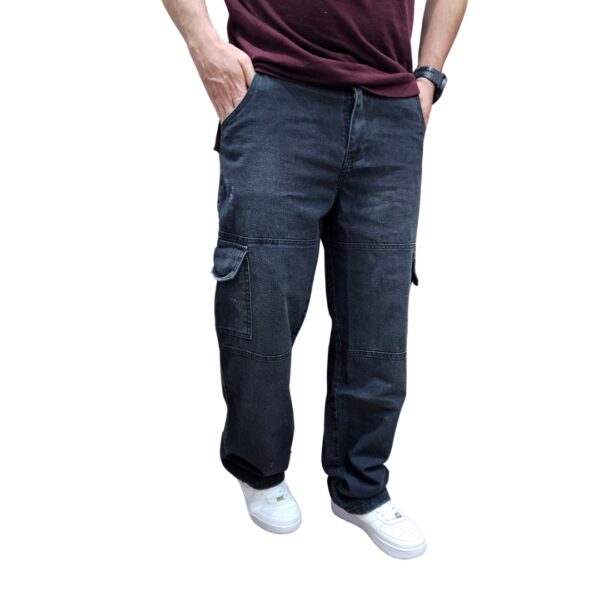 Home jean baggy cargo denim black